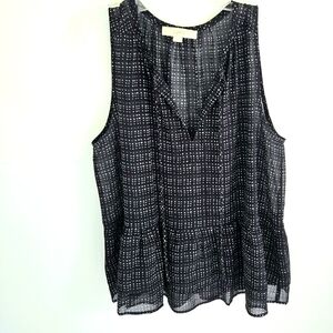Loft navy semi-sheer layer blouse sleeveless